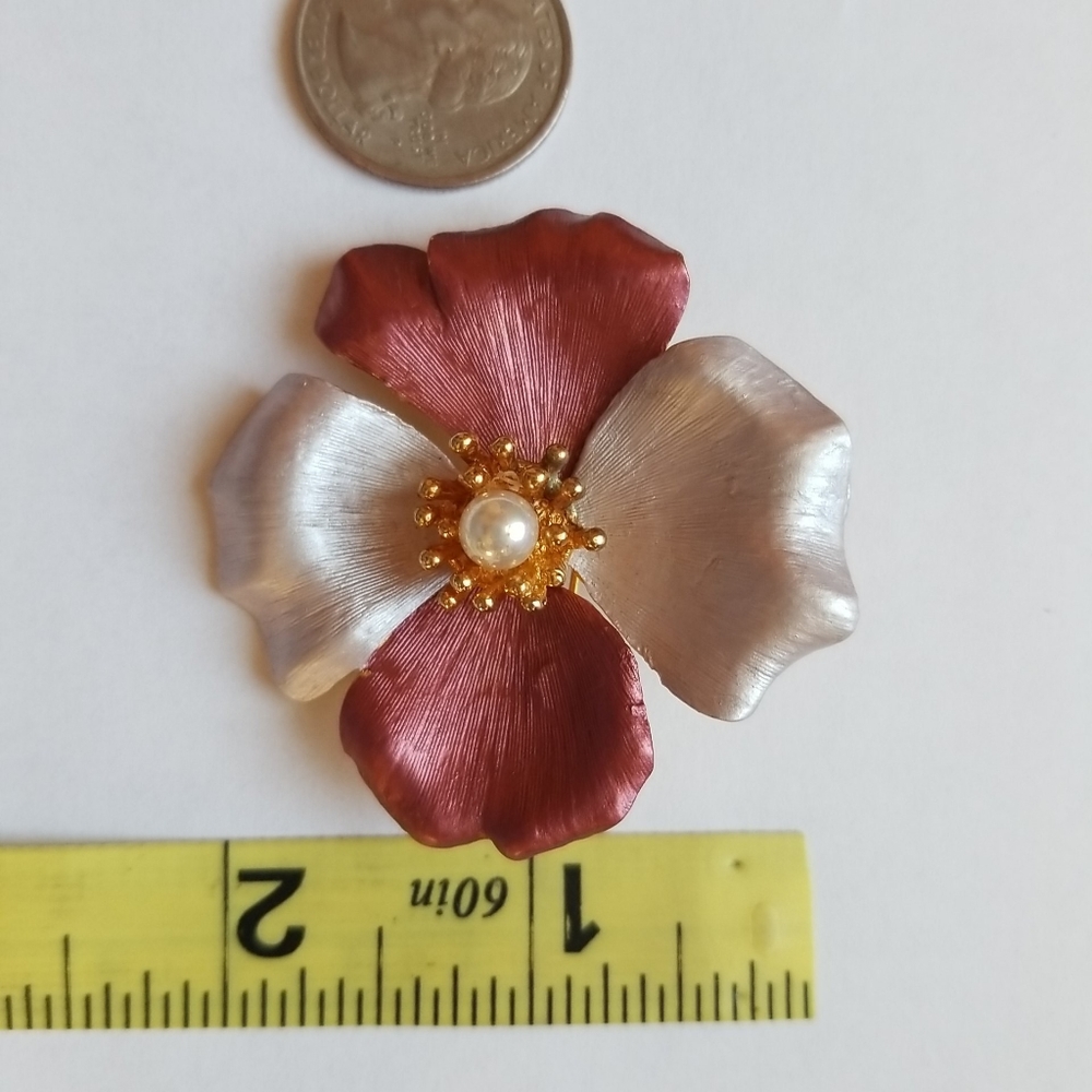 Lavender Maroon Anomark Flower Brooch Pin